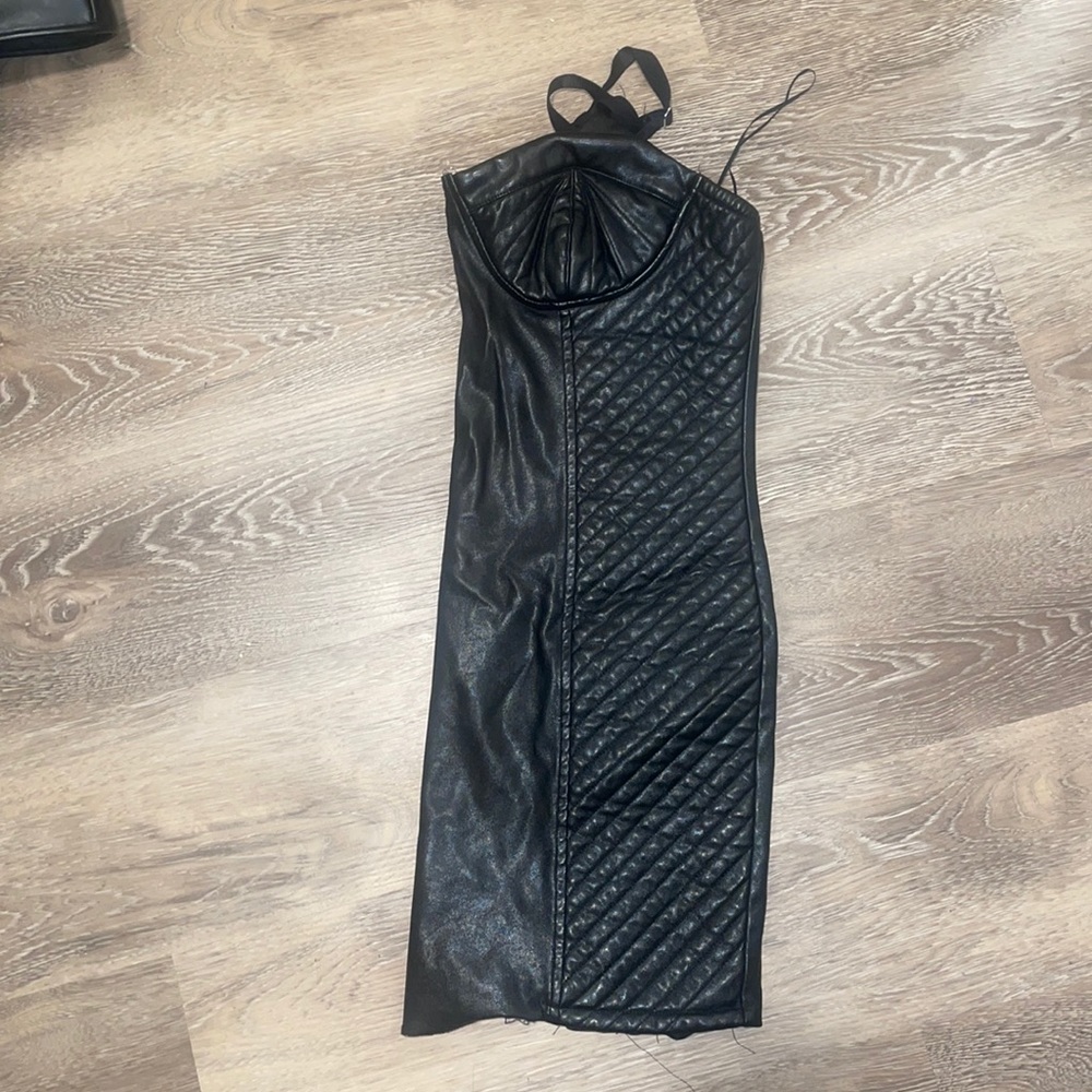 Black leather dress